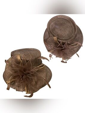 Something Special Brown Decorative Dress Hat with Floral Accent